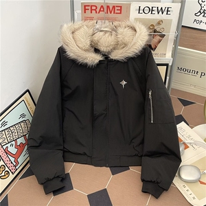 美式潮牌毛领加厚短款棉服男女冬季cleanfit保暖棉衣M0776-P93图片