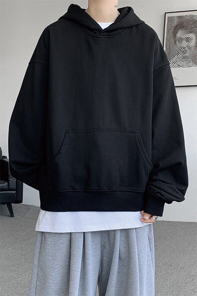 灰色cleanfit男生短款卫衣美式重磅连帽大帽衫廓形外套潮WY004P48,女装短外套,电商B312