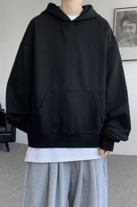 灰色cleanfit男生短款卫衣美式重磅连帽大帽衫廓形外套潮WY004P48，女装短外套，电商B312
