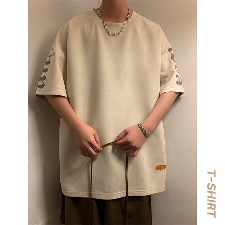 新款短袖男港风暖光夏季t恤休闲百搭印花圆领T恤男上衣TC3136-P35,男装T恤,星座717