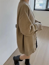 开衫女中长款V领秋冬慵懒软糯休闲宽松保暖针织衫，女装羊毛衫，恩泰羊绒