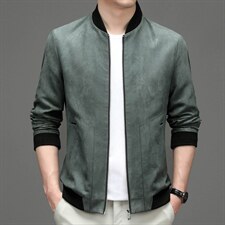 中年男士秋装新款商务休闲纯色夹克衫男立领外套上衣AJY9671-P125，男装夹克，电商B212（原钱塘6029）