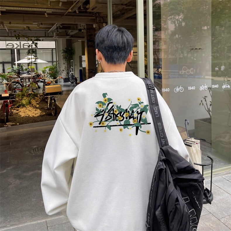 华夫格！华夫格上衣男圆领华夫格卫衣男大码长袖t恤男HY217-特P23,男装T恤,电商B367