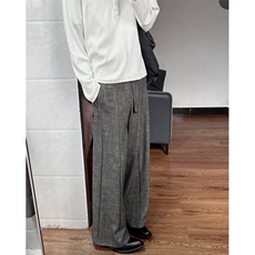 老钱风纹理竹节灰高级感绑带休闲裤秋冬2025新款cleanfit垂感西裤，男装西裤，星座601-1