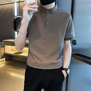 高级感2026夏季条纹织带设计短袖翻领Polo衫轻奢T0251-P55图片