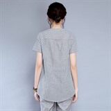 文艺短袖修身气质时尚简约拼色潮流竖条纹圆领T恤，女装T恤，丽影随形