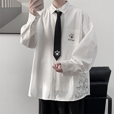 痞帅领带长袖衬衫男士大码dk制服男jk衬衣男LC42107-P45，男装衬衫，电商A040