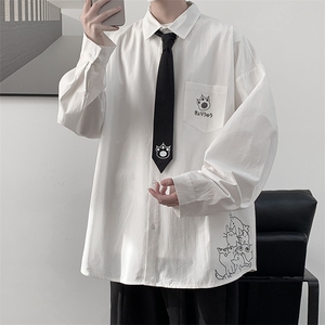 痞帅领带长袖衬衫男士大码dk制服男jk衬衣男 LC42107-P45图片