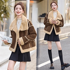 2025冬季新款皮毛一体机车风保暖外套，女装棉衣/棉服，维一诺（1D095）