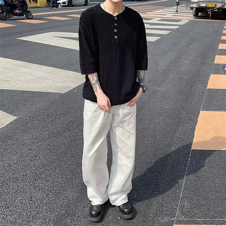 2024夏季新款男休闲冰丝凉感丝光棉短袖T恤B6005P45,男装T恤,星座1116-2