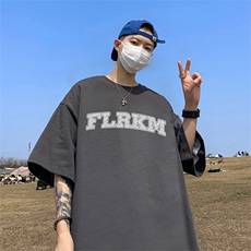 抖音得物二开现货供应220克夏装重磅美式高街宽松短袖t恤MT50，男装T恤，电商A486-1