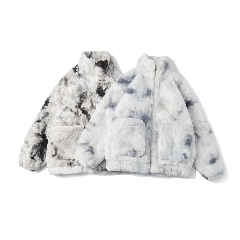 白底图羊羔毛棉衣男夹克潮扎染情侣毛绒外套男YG7503P128控168，男装夹克，星座226-1