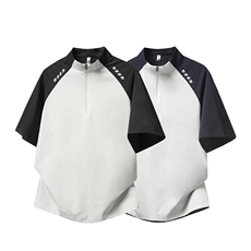 半拉链拼接速干短袖夏季宽松凉感冰丝T恤M-5XLFST569特p25控48，男装T恤，电商B219B