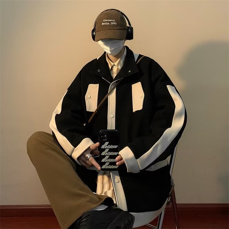 单排扣新款港风流行男双层毛呢大衣M7717P75，男装毛呢大衣，星座1116-2