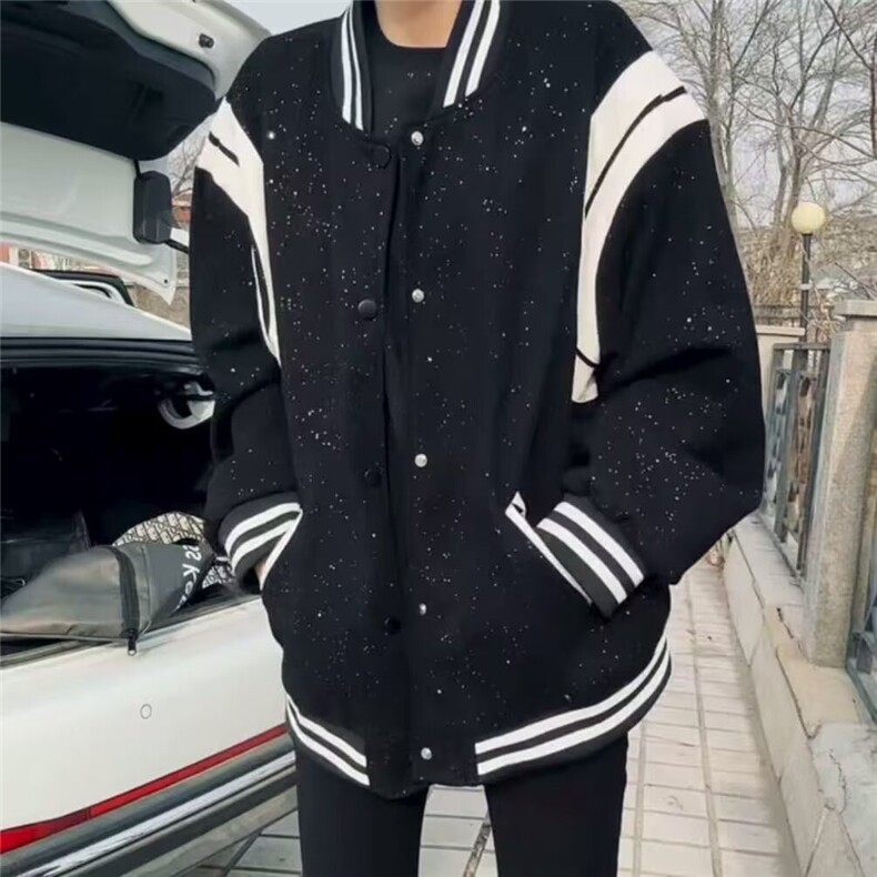 WT41-P54美式复古撞色棒球服经典百搭潮牌宽松休闲情侣夹克外套,男装T恤,电商B323A