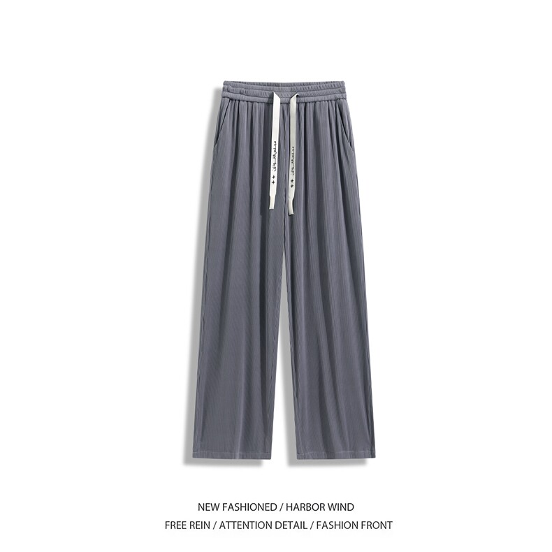 抖音品质夏季新款冰丝垂顺凉感宽松休闲裤B315-K25573-特p30控58,男装休闲裤,电商B315