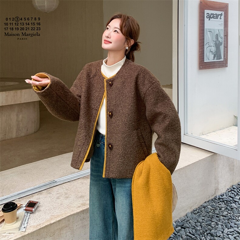 复古撞色短款羊羔毛外套2c309-2560-p185-k278,女装毛呢外套,2C309