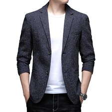 2023春季新款时尚男装西服外套商务中青年职业纽扣纯色爸爸装西装