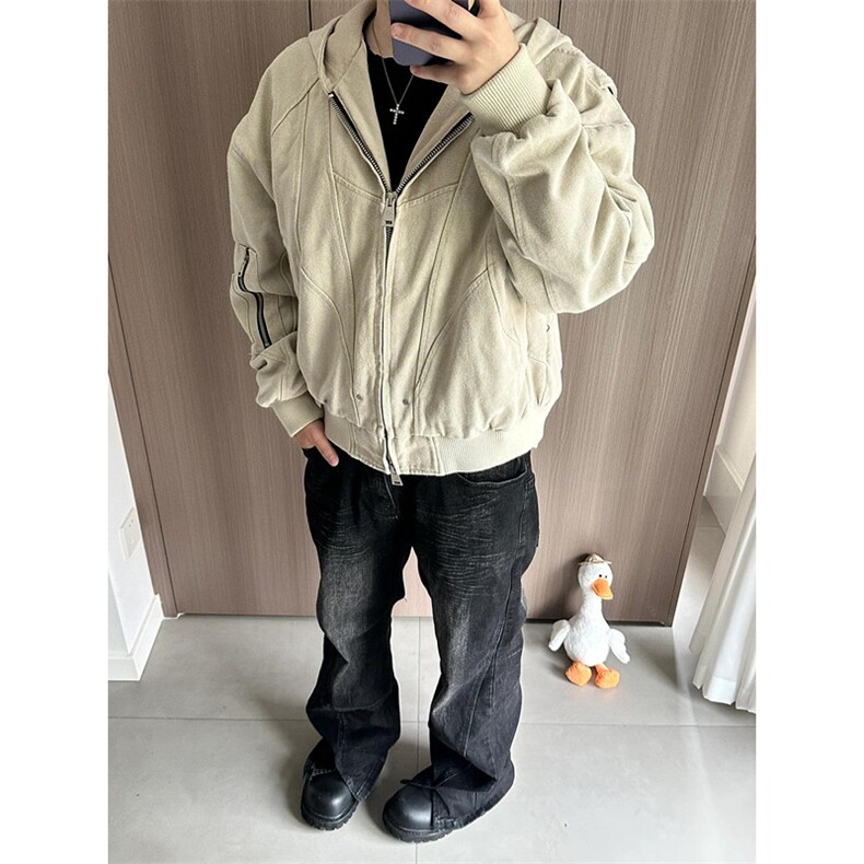 短款外套男春秋款美式复古工装连帽棒球服哈灵顿夹克JK7709,男装夹克,星座1116A（原606A-3）