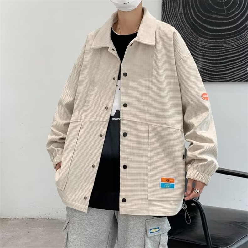 2024春秋季华夫格外套男新款夹克宽松ins潮牌休闲上衣 W6937-P71图片