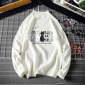 M18100-P45 加绒款-P65半高领毛衣男士大码针织衫男毛线衣男线衫图片