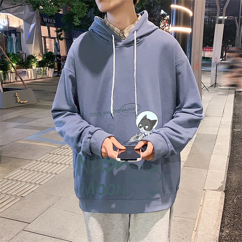 WY2187-P35加绒款-P40纯棉连帽卫衣男大码运动帽衫宽松薄外套男,男装卫衣,电商A040