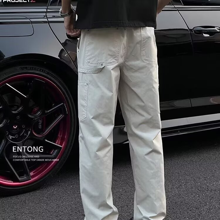 1506/QC660/P54休闲裤字母绣标拼接设计单褶皱户外运动伞兵裤,男装休闲裤,星座1506