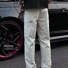 1506/QC660/P54休闲裤字母绣标拼接设计单褶皱户外运动伞兵裤，男装休闲裤，星座1506