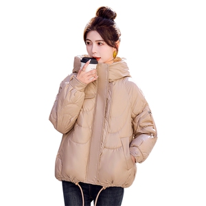 现货新款短款棉服休闲通列保暖百搭重工艺减龄韩版连帽外套棉衣图片
