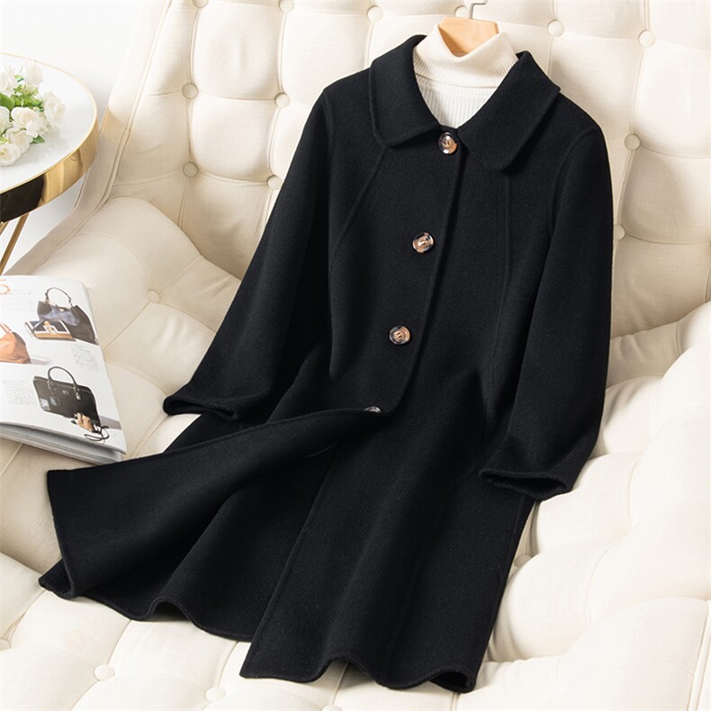 绵羊毛双面呢大衣长款秋冬修身显瘦新款羊毛双面呢外套,女装双面呢大衣,温鑫双面呢