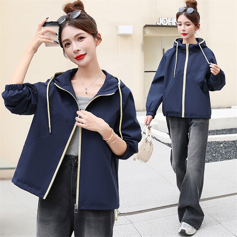 （现货）时尚宽松连帽短款外套女新款减龄显瘦休闲小个子夹克上衣，女装短外套，韩蔻秀