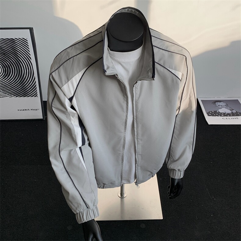 2025秋季新款现货立领拼色宽松运动夹克男DSA157-1-J1572-P76，男装夹克，电商A157-1