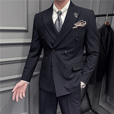高品质~抗皱免烫~色织高档双排扣西装三件套西服SJT8066-P295，男装西服，电商A213