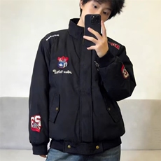 2026春秋美式嘻哈刺绣拼色棒球服外套男潮牌街头宽松情侣休闲夹克，男装夹克，星座1210-1