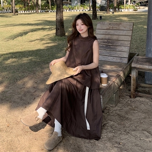 新款 生巧慕斯夏无袖套装裙上衣+半裙 2C122-2513-P165-K248图片