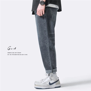 哈伦牛仔裤男直筒宽松2026年春夏松紧高腰显瘦大码萝卜老爹女裤子图片
