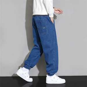 M-8XL 秋季新款大码束脚水洗潮流休闲束脚牛仔裤 109-K122-P55图片