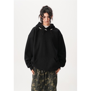 抖音得物高品质 秋冬美式高街重磅结构金属装饰连帽卫衣外套XS104图片