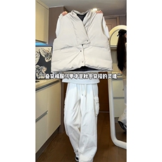 日系无袖坎肩背心复古高级感优雅棉服纯色马甲HY684TP75，男装背心/马甲，电商A102B