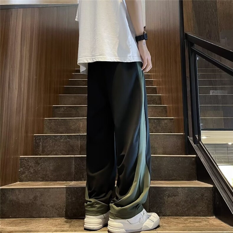 撞色运动裤直筒2023新款小个子窄版香蕉裤美式阔腿裤P35,男装休闲裤,星座1116-2