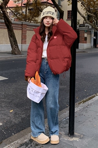 现货 加红色 短款连帽90白鸭绒羽绒服 2C032 6107 265 K388图片