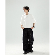 8XL-M高品质重磅棉光版纯色短袖T恤百搭款半截袖五分袖DX332特P23，男装T恤，电商D206-1