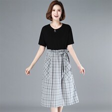 2021年夏季通勤韩版时尚百搭显瘦拼接连衣裙图片