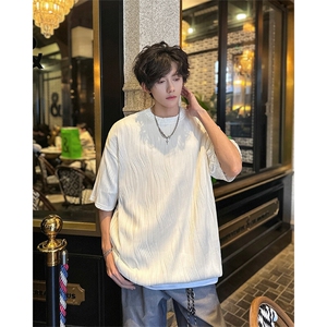 8XL-M 特大码夏季短袖冰丝皱感透气T恤男潮垂感宽松半袖DX305P45图片