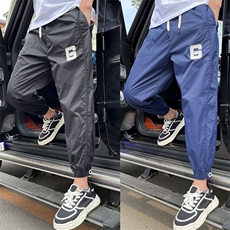 夏季男士冰丝薄款透气束脚空调裤韩版潮流青年哈伦裤男小脚九分裤，男装休闲裤，星座506A
