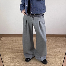 莫代尔老钱休闲cleanfit基础双腰头格纹双褶皱通勤男女卫裤子，男装休闲裤，四季星座505