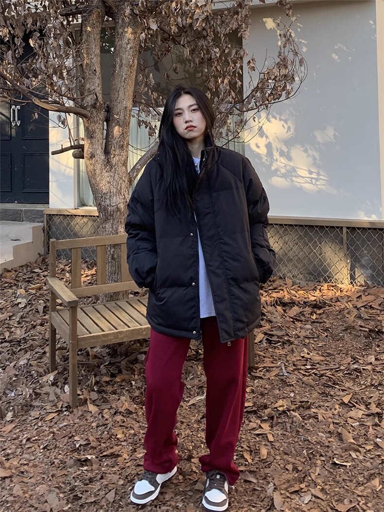 橘子树在哪儿插肩袖立领棉服厚外套女冬季宽松纯色百搭棉衣面包服,女装棉衣/棉服,梦白服饰厂