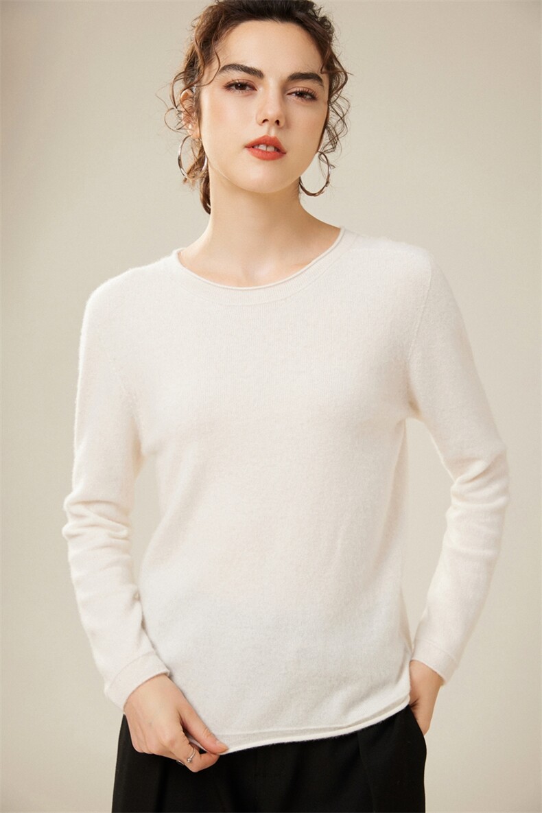 冬季新款毛衣女宽松显瘦时尚百搭12针一线成衣圆领羊绒衫,女装羊绒衫,首品羊绒