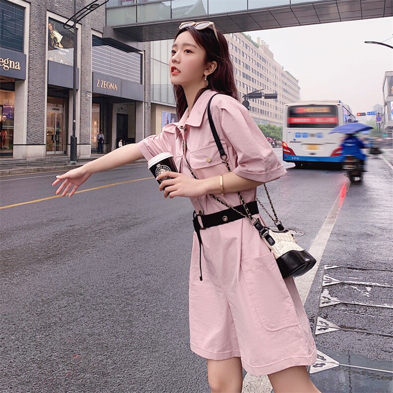 大货已出2021夏季新款连体短裤送腰带8605-A25,女装连体裤,浙宝225