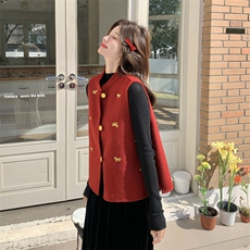 现货主推款马年重工刺绣双面羊毛呢马甲年货p165-k228，女装马甲，丝露依尚（原SL）